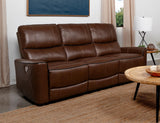 Greenfield Saddle Brown Upholstered Power Reclining Sofa from Coaster - Luna Furniture