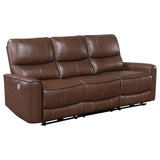 Greenfield Saddle Brown Upholstered Power Reclining Sofa from Coaster - Luna Furniture