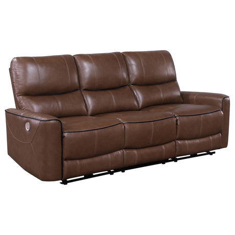Greenfield Saddle Brown Upholstered Power Reclining Sofa from Coaster - Luna Furniture