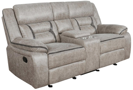 Greer Taupe Upholstered Tufted Reclining Living Room Set from Coaster - Luna Furniture