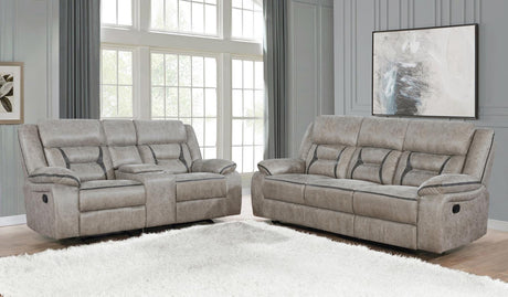 Greer Taupe Upholstered 2-Piece Tufted Living Room Set from Coaster - Luna Furniture