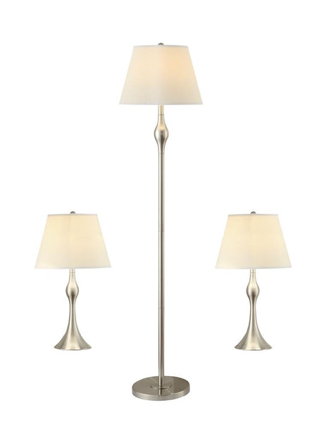 Griffin Brushed Nickel 3-Piece Slender Lamp Set from Coaster - Luna Furniture
