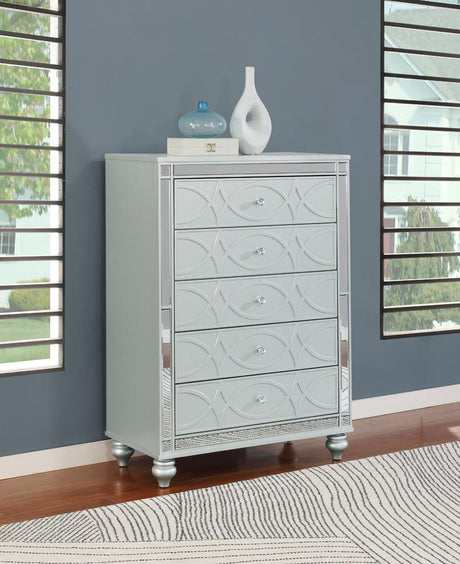 Gunnison Silver Metallic 5-Drawer Chest from Coaster - Luna Furniture