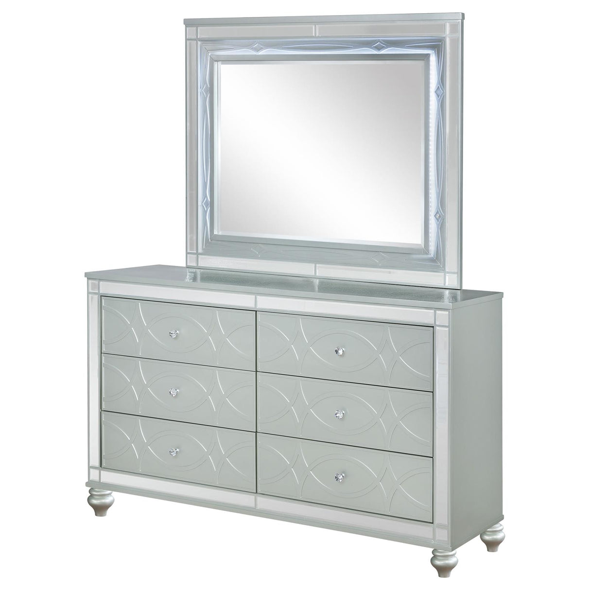 Gunnison Silver Metallic 6-Drawer Dresser with Mirror from Coaster - Luna Furniture