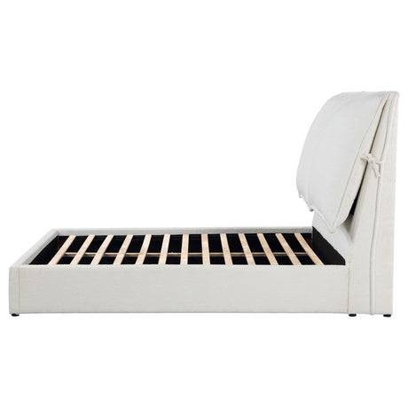Gwendoline White Upholstered Queen Platform Bed with Pillow Headboard from Coaster - Luna Furniture