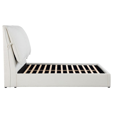 Gwendoline White Upholstered Queen Platform Bed with Pillow Headboard from Coaster - Luna Furniture