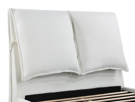 Gwendoline White Upholstered Queen Platform Bed with Pillow Headboard from Coaster - Luna Furniture