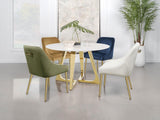 Gwynn White and Gold Stainless Steel Base Marble Top Round Dining Table from Coaster - Luna Furniture