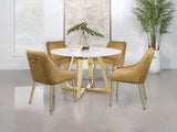 Gwynn White and Gold Stainless Steel Base Marble Top Round Dining Table from Coaster - Luna Furniture