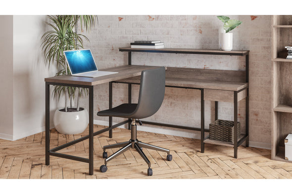 Arlenbry Gray Home Office L-Desk with Storage