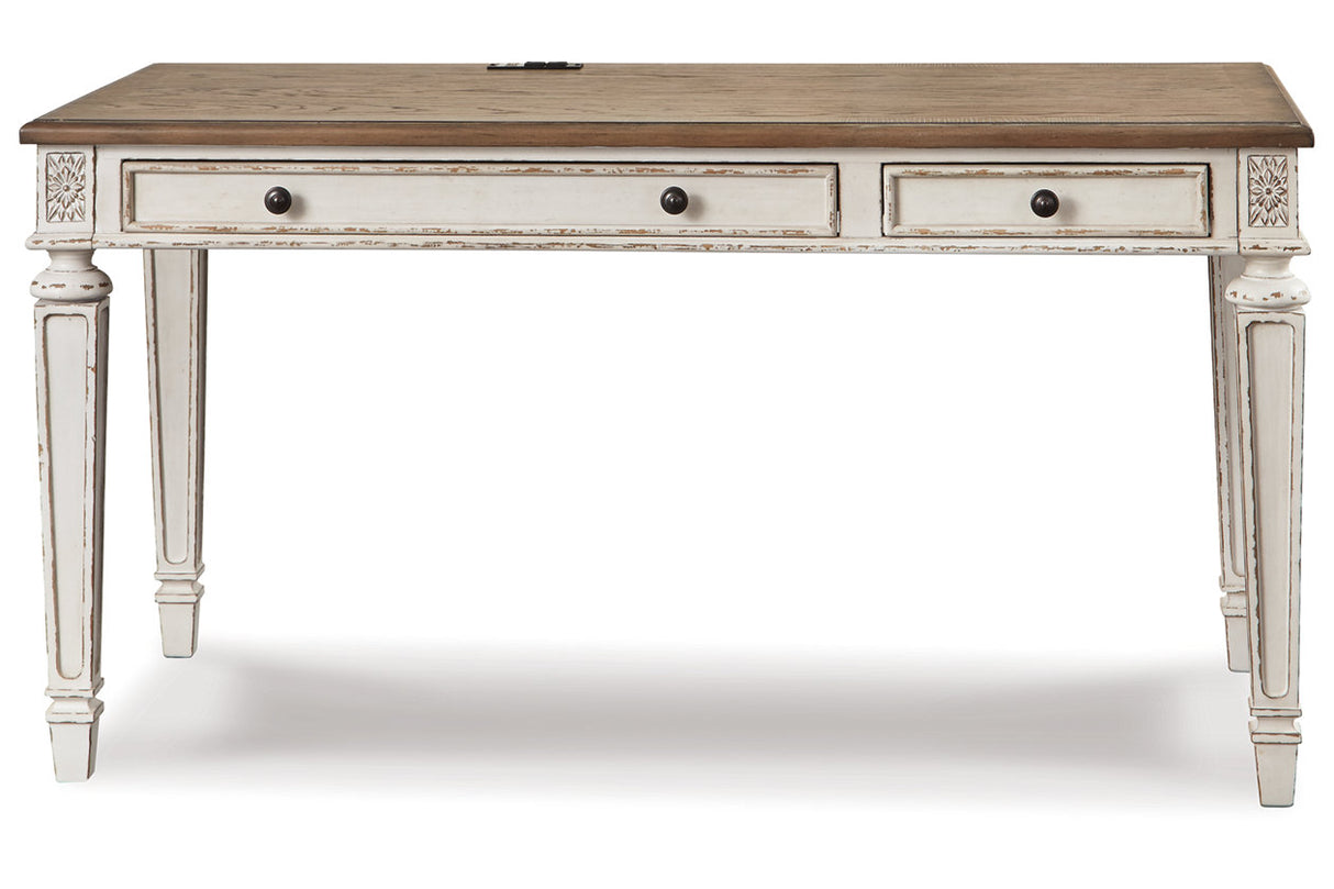 Realyn White/Brown 60" Home Office Desk -  - Luna Furniture
