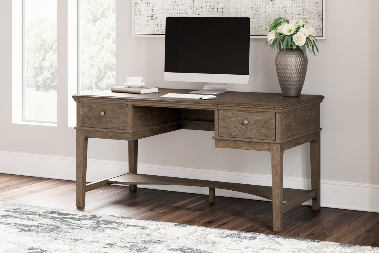 Janismore Weathered Gray Home Office Executive Desk