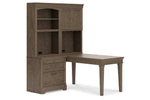 Janismore Weathered Gray 4-Piece Bookcase Wall Unit with Desk