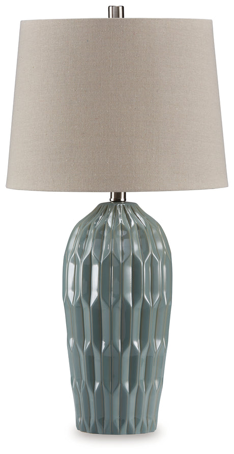 Hadbury Pale Blue/Teal Table Lamp from Ashley - Luna Furniture