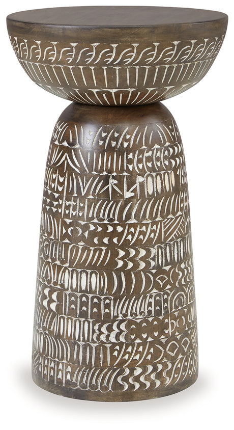 Hadcher Cream/Brown Accent Table from Ashley Furniture - Luna Furniture