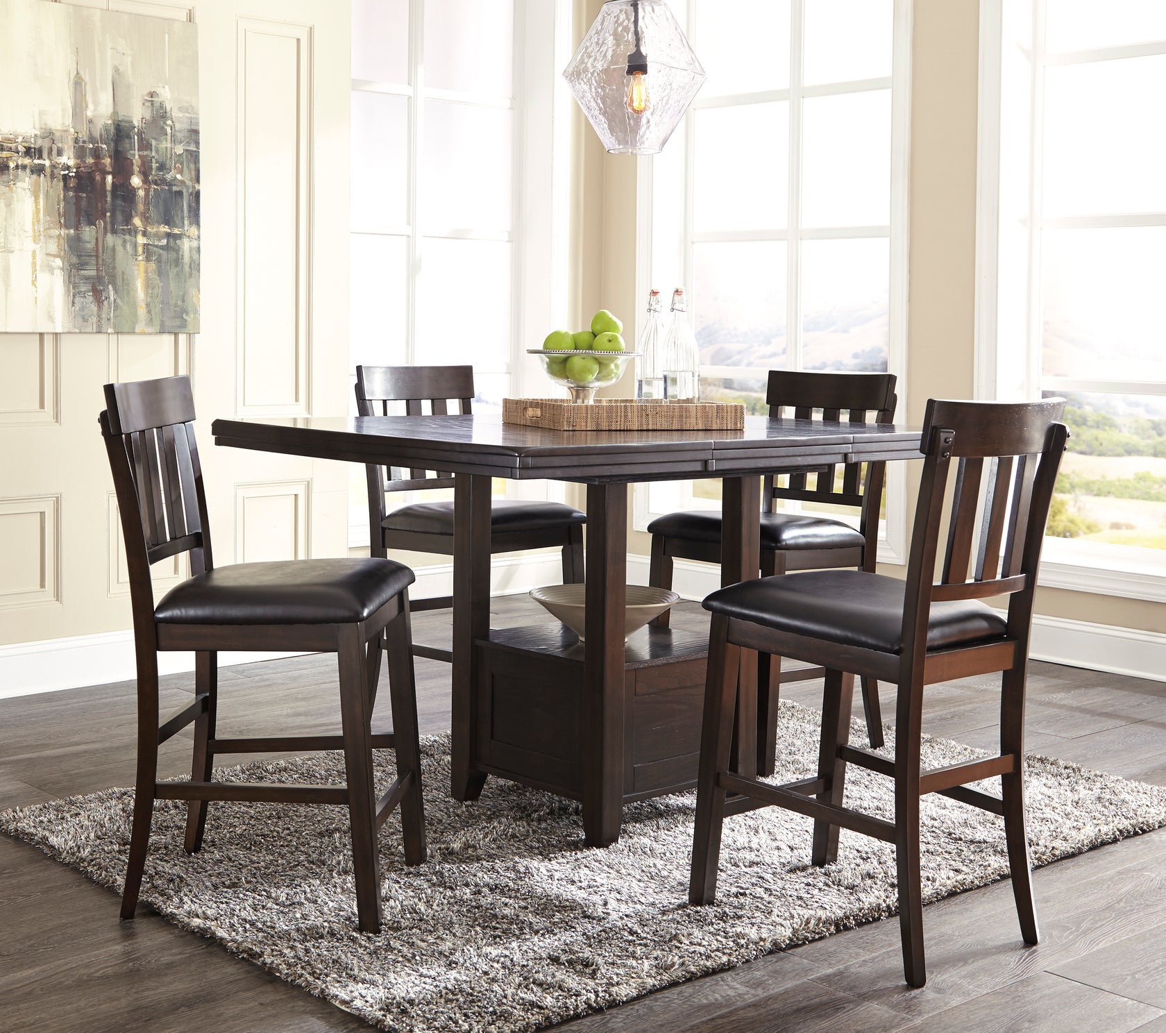 Haddigan Dark Brown Counter Height Set from Ashley - Luna Furniture