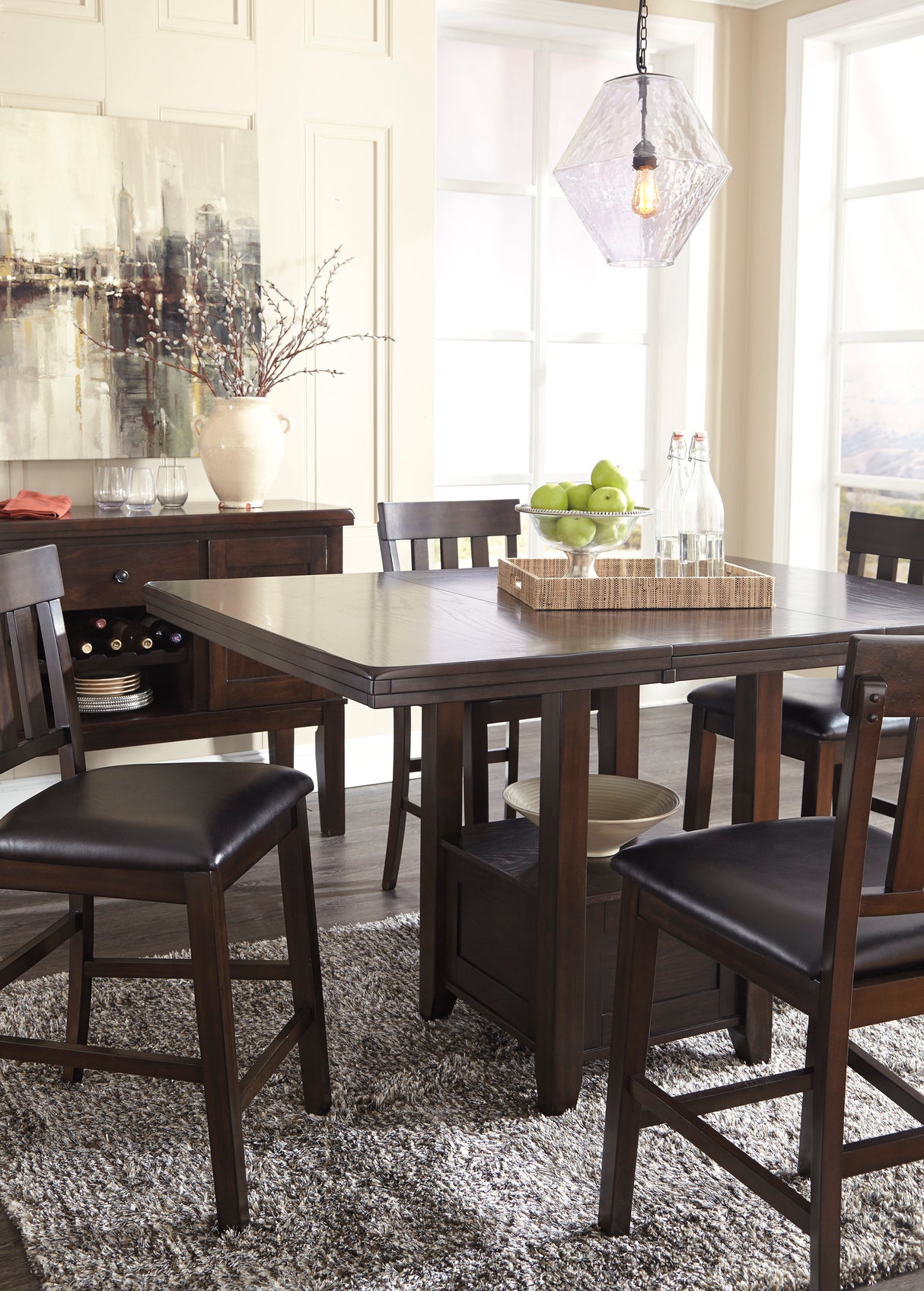 Haddigan Dark Brown Counter Height Set from Ashley - Luna Furniture