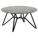 Hadi Cement and Gunmetal Round Coffee Table with Hairpin Legs from Coaster - Luna Furniture