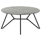 Hadi Cement and Gunmetal Round Coffee Table with Hairpin Legs from Coaster - Luna Furniture