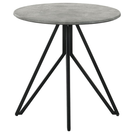 Hadi Cement and Gunmetal Round End Table with Hairpin Legs from Coaster - Luna Furniture