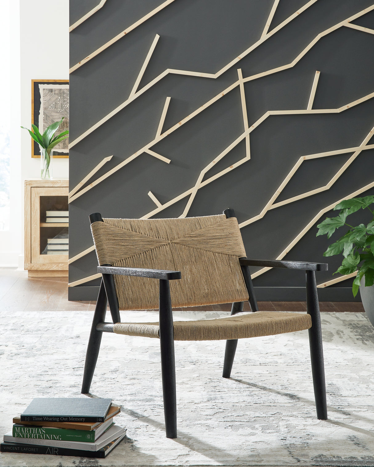 Halfmore Black/Natural Accent Chair from Ashley Furniture - Luna Furniture