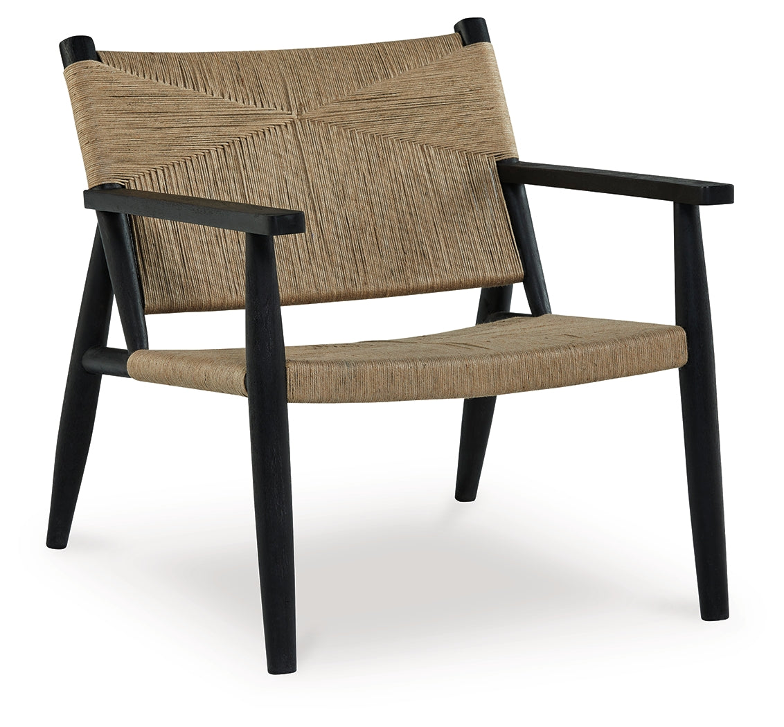 Halfmore Black/Natural Accent Chair from Ashley Furniture - Luna Furniture