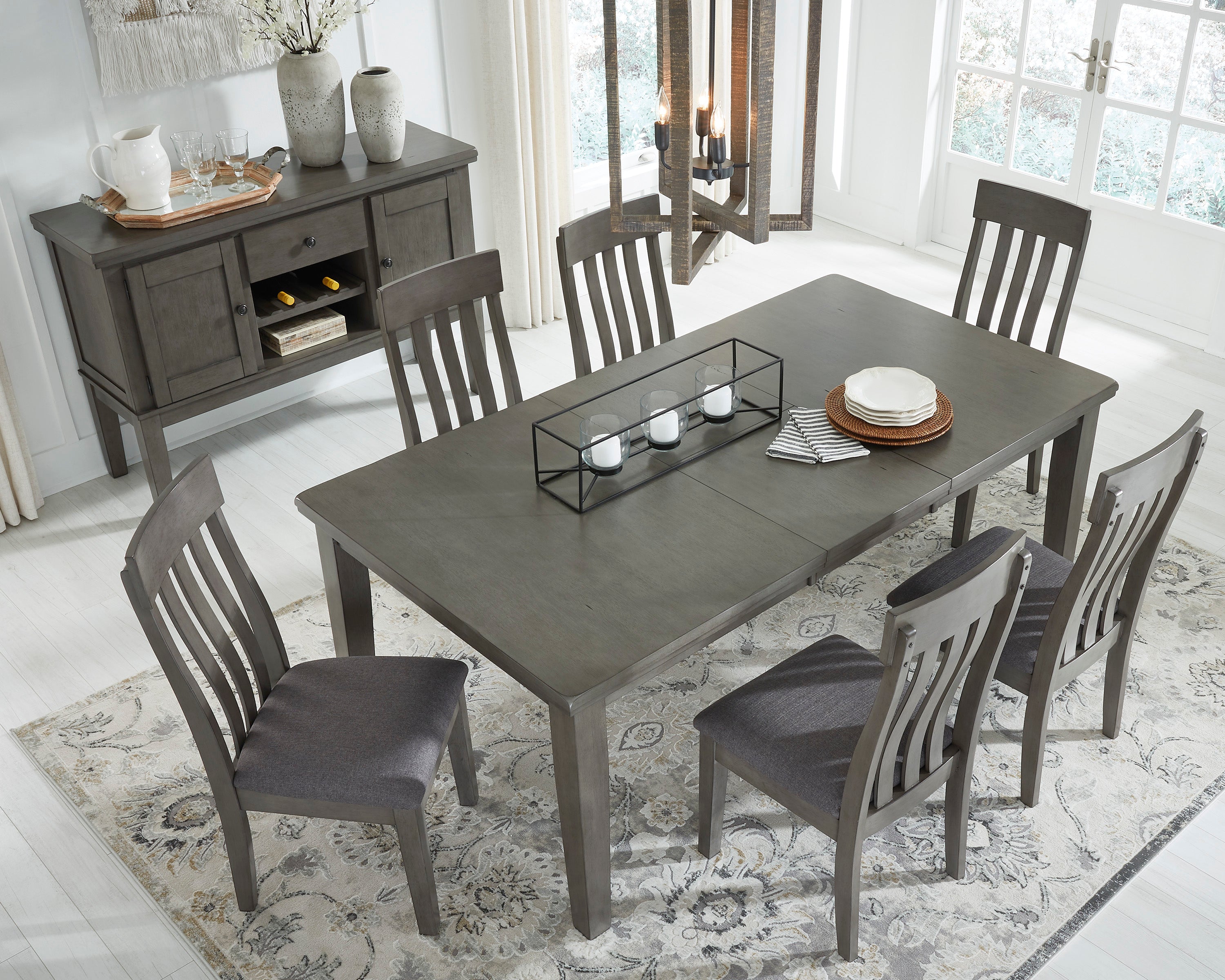 Ashley Hallanden Two-tone Gray Extendable Dining Set – Luna Furniture