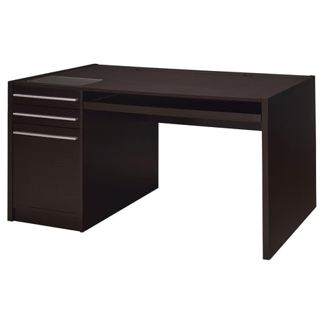 Halston Cappuccino 3-Drawer Connect-it Office Desk from Coaster - Luna Furniture