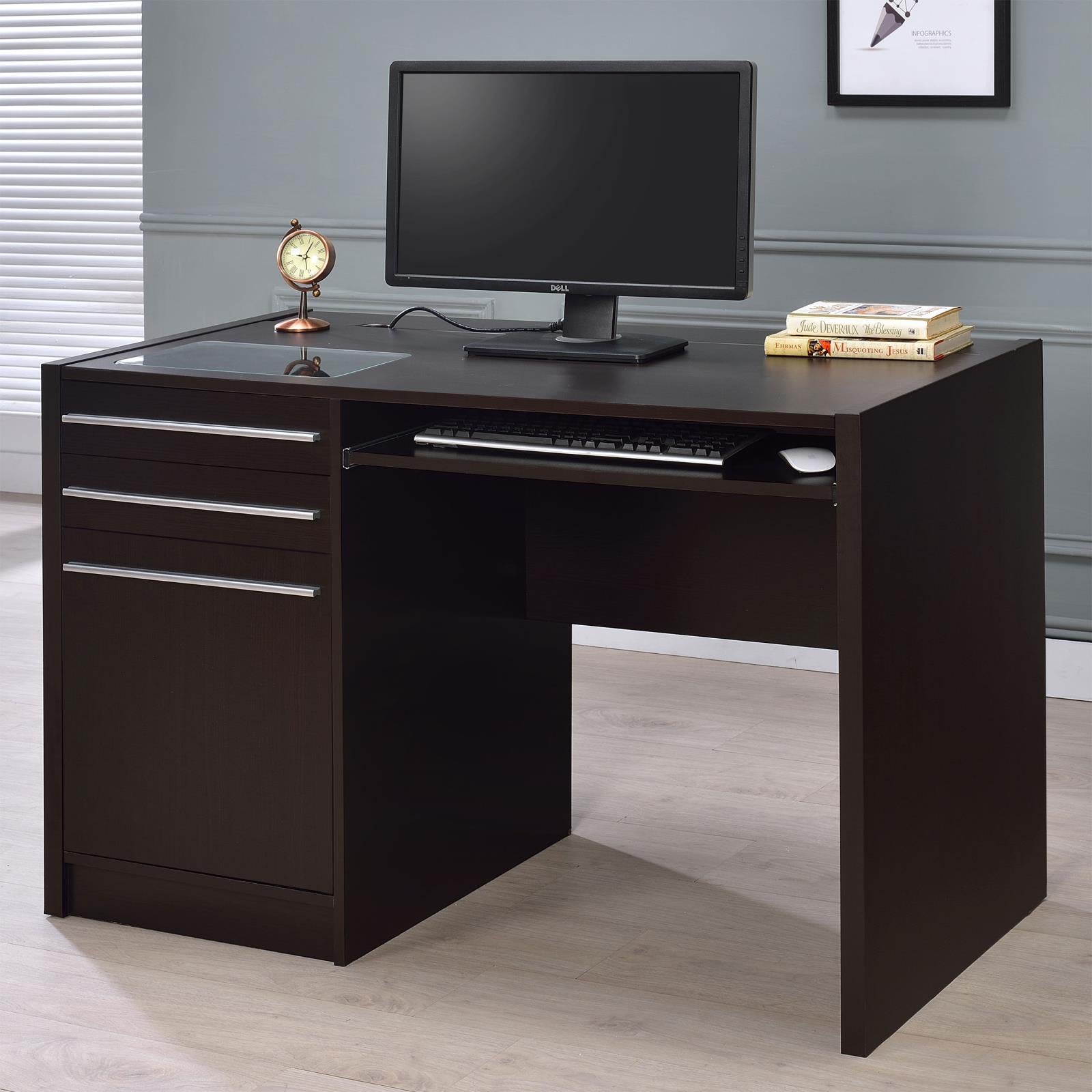 Halston Rectangular Connect-it Office Desk Cappuccino - Luna Furniture
