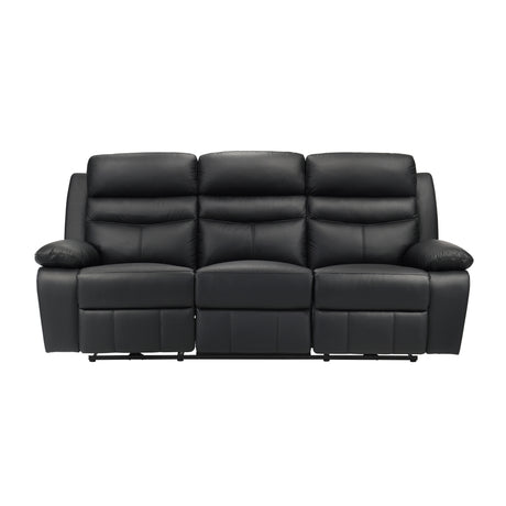 Hancock Black Leather Power Double Reclining Sofa from Homelegance - Luna Furniture