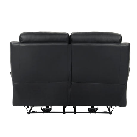 Hancock Black Leather Power Double Reclining Loveseat from Homelegance - Luna Furniture