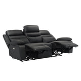 Hancock Black Leather Power Double Reclining Sofa from Homelegance - Luna Furniture