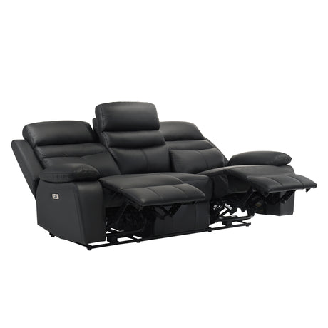 Hancock Black Leather Power Double Reclining Sofa from Homelegance - Luna Furniture