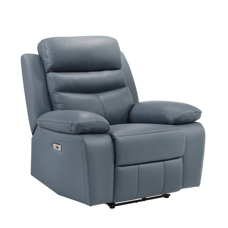 Hancock Blue Leather Power Double Reclining Living Room Set from Homelegance - Luna Furniture