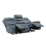 Hancock Blue Leather Power Double Reclining Living Room Set from Homelegance - Luna Furniture