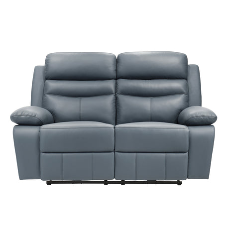 Hancock Blue Leather Power Double Reclining Loveseat from Homelegance - Luna Furniture