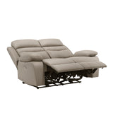 Hancock Latte Leather Power Double Reclining Loveseat from Homelegance - Luna Furniture