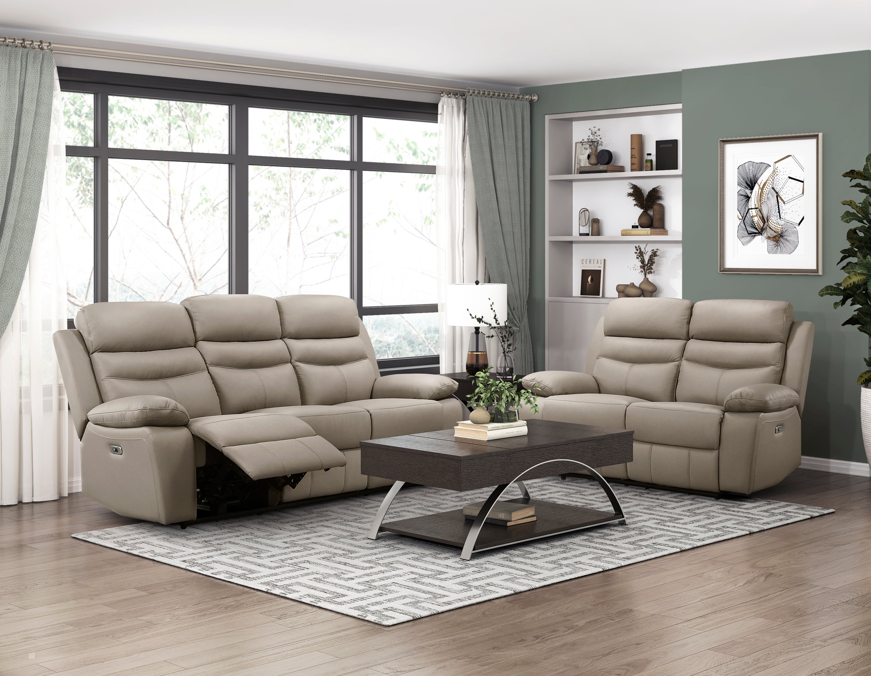 ソボスライ XL Hancock Latte Leather Power Double Reclining Living Room Set
