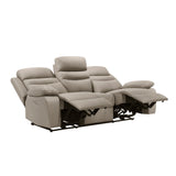 Hancock Latte Leather Power Double Reclining Sofa from Homelegance - Luna Furniture