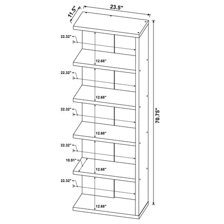 Harrison Weathered Gray 5-Tier Bookcase from Coaster - Luna Furniture