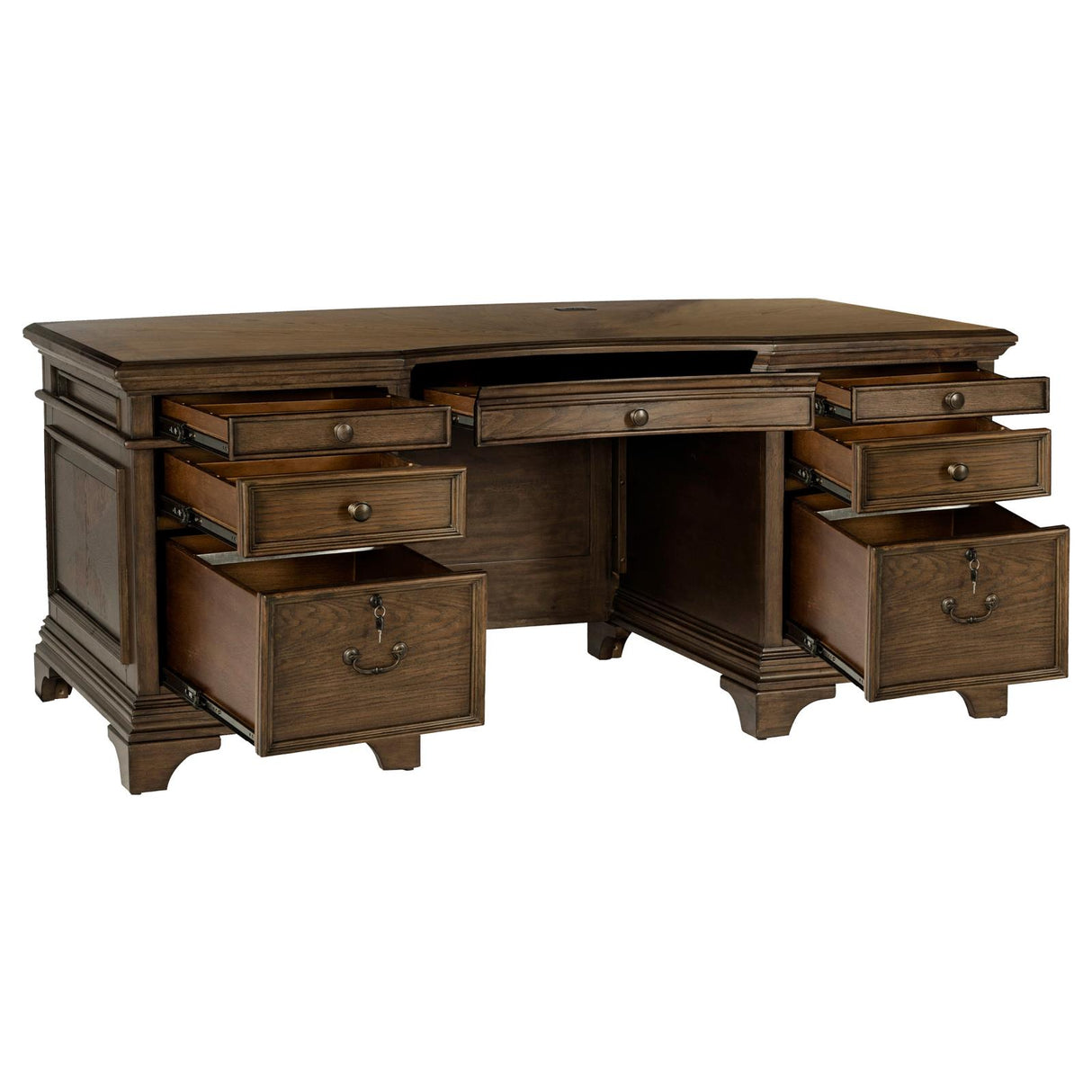 Hartshill Burnished Oak Executive Desk with File Cabinets from Coaster - Luna Furniture