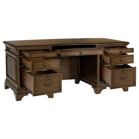 Hartshill Burnished Oak Executive Desk with File Cabinets from Coaster - Luna Furniture