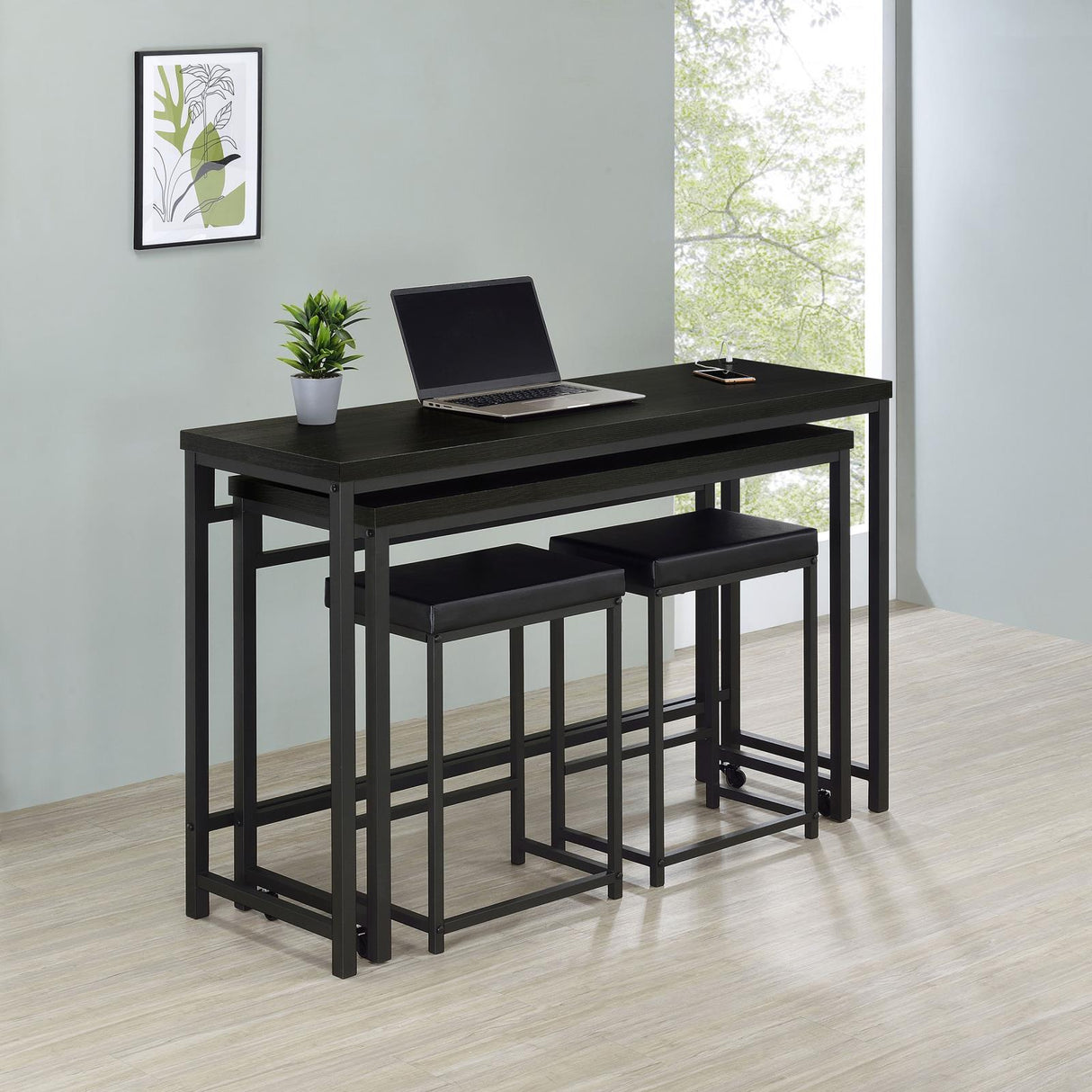Hawes Black 4-Piece Multipurpose Counter Height Table Set from Coaster - Luna Furniture