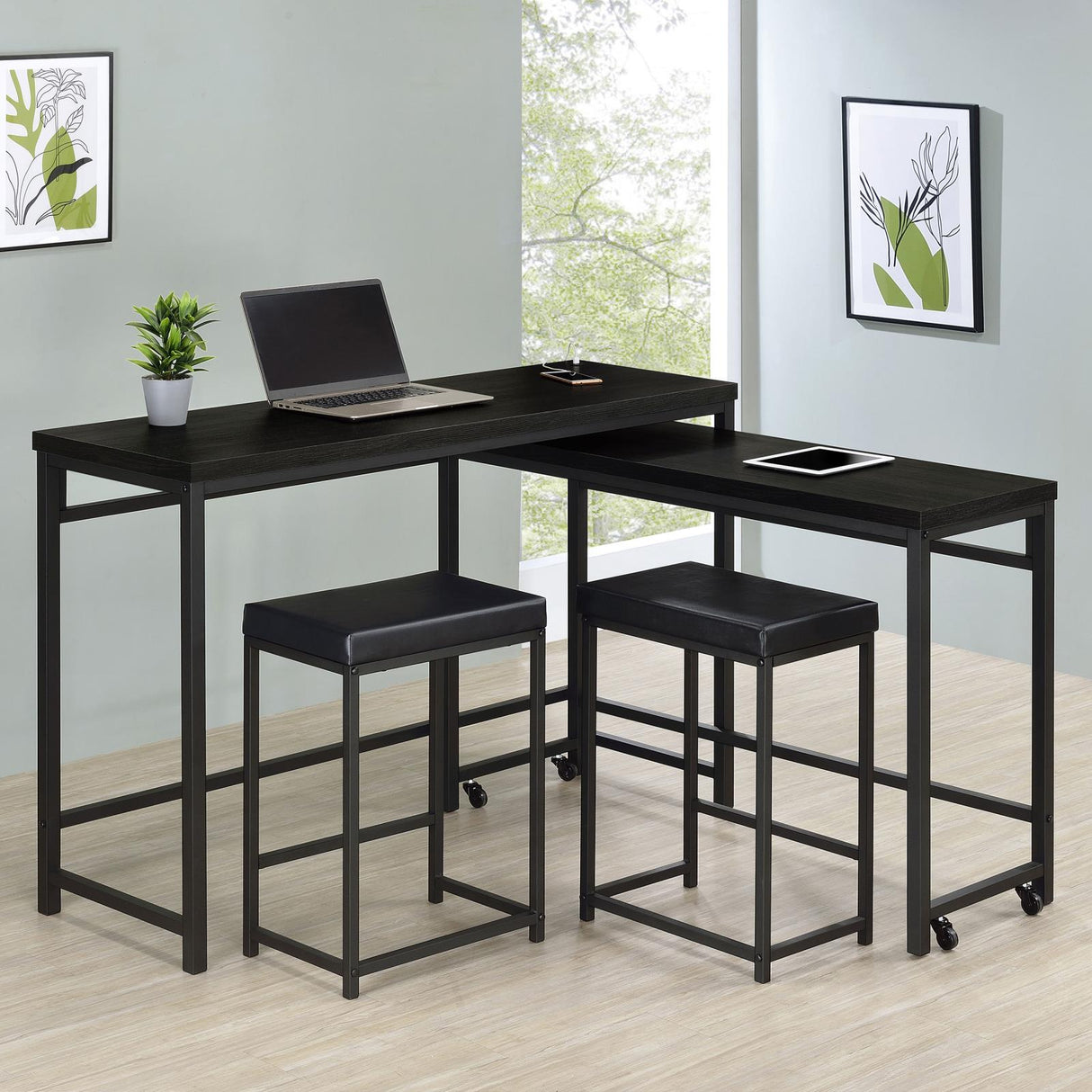 Hawes Black 4-Piece Multipurpose Counter Height Table Set from Coaster - Luna Furniture