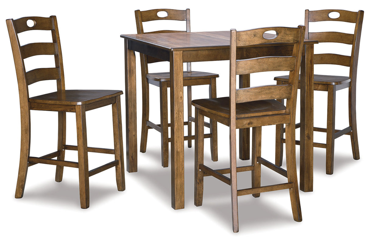 Hazelteen Medium Brown 5-Piece Counter Height Set from Ashley - Luna Furniture