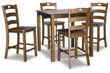 Hazelteen Medium Brown 5-Piece Counter Height Set from Ashley - Luna Furniture
