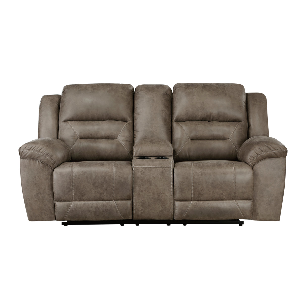 Hazen Brown Microfiber Double Reclining Loveseat with Center Console from Homelegance - Luna Furniture