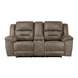 Hazen Brown Microfiber Double Reclining Loveseat with Center Console from Homelegance - Luna Furniture