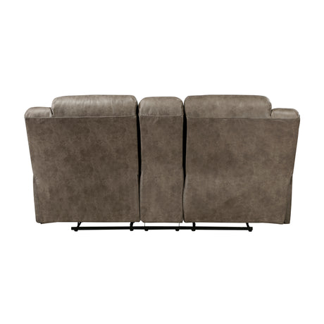 Hazen Brown Microfiber Double Reclining Loveseat with Center Console from Homelegance - Luna Furniture