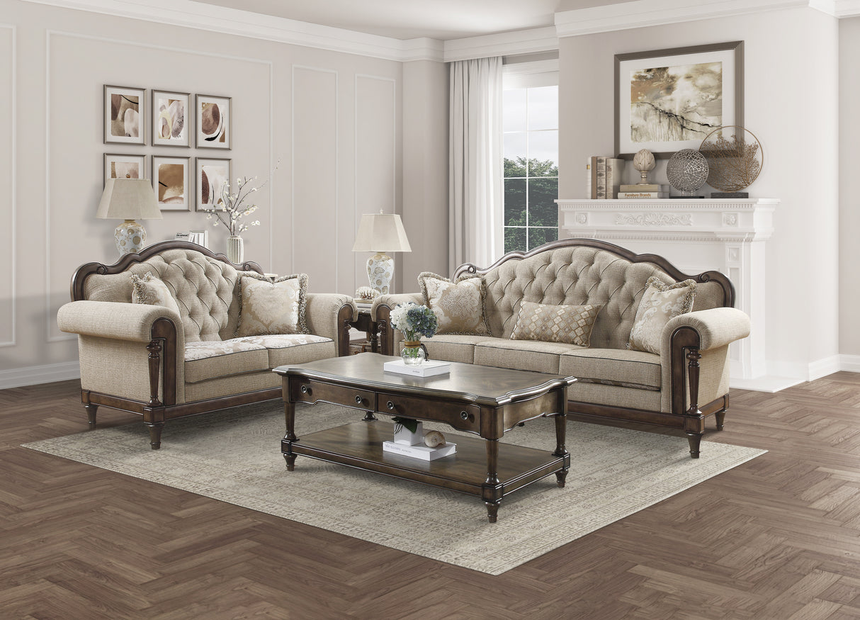 Heath Court Brown Oak Loveseat from Homelegance - Luna Furniture